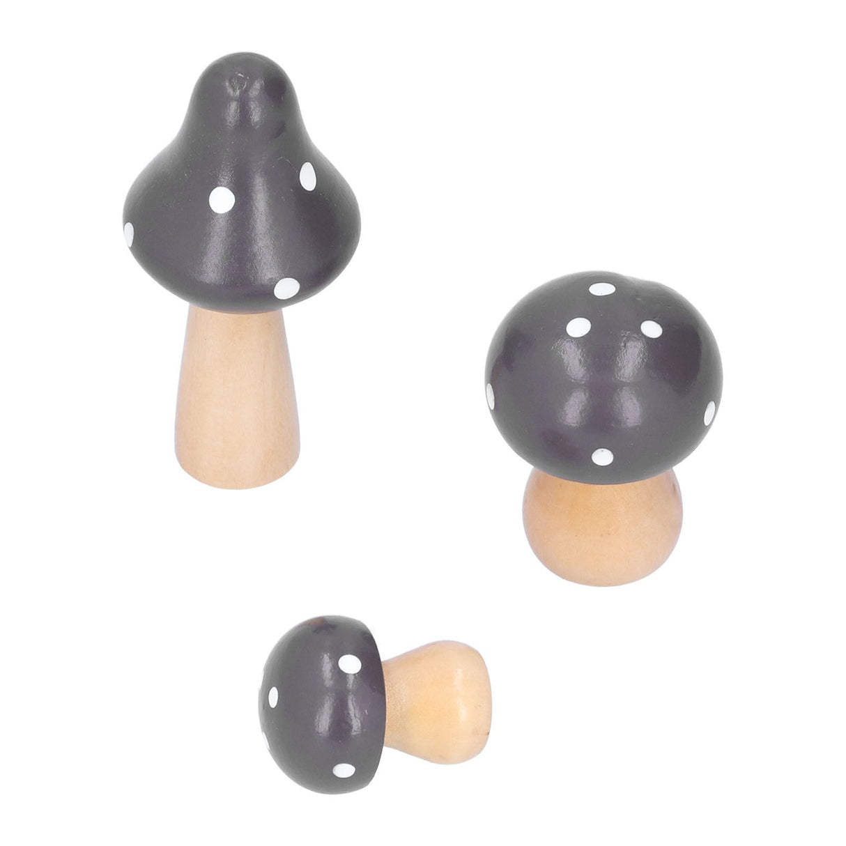 3Pcs/Set Mushroom Crafts Innovative Cute Wooden Ornaments Home Office Desktop DecorationBrown