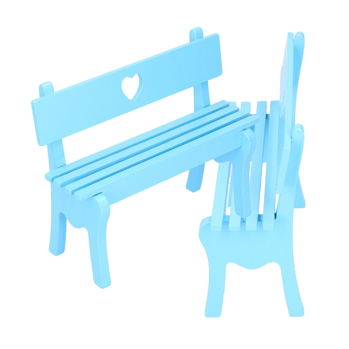 2Pcs Wooden Decorative Small Chair Originality Wooden Craft Decoration for Home OfficeBlue