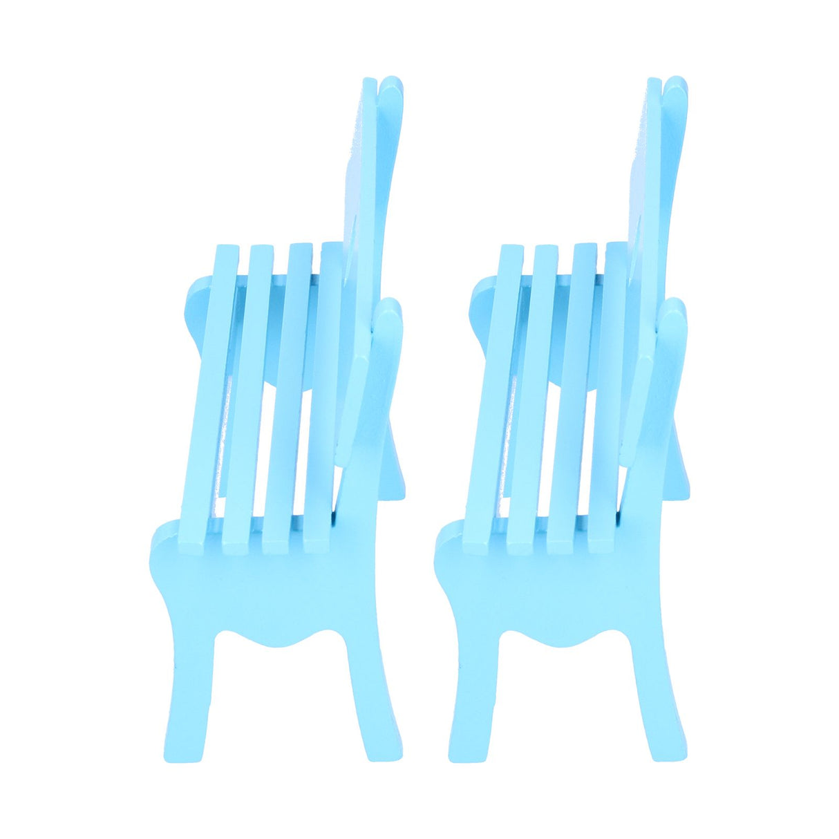 2Pcs Wooden Decorative Small Chair Originality Wooden Craft Decoration for Home OfficeBlue