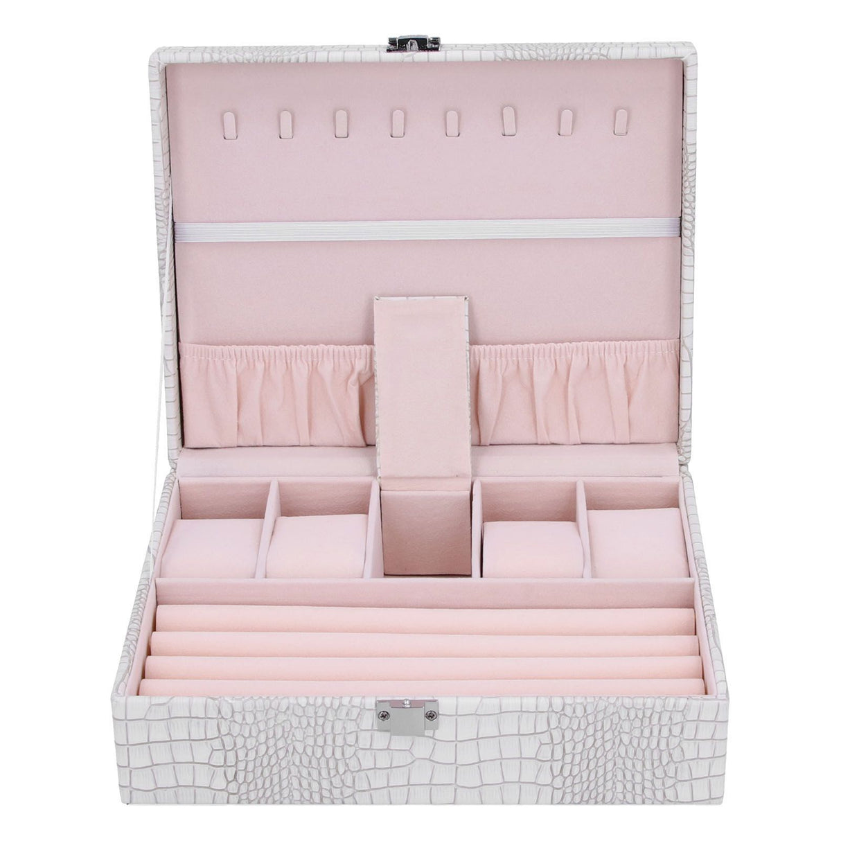 White Artificial Leather Multilayer Jewelry Box Portable Packaging Box for Collecting