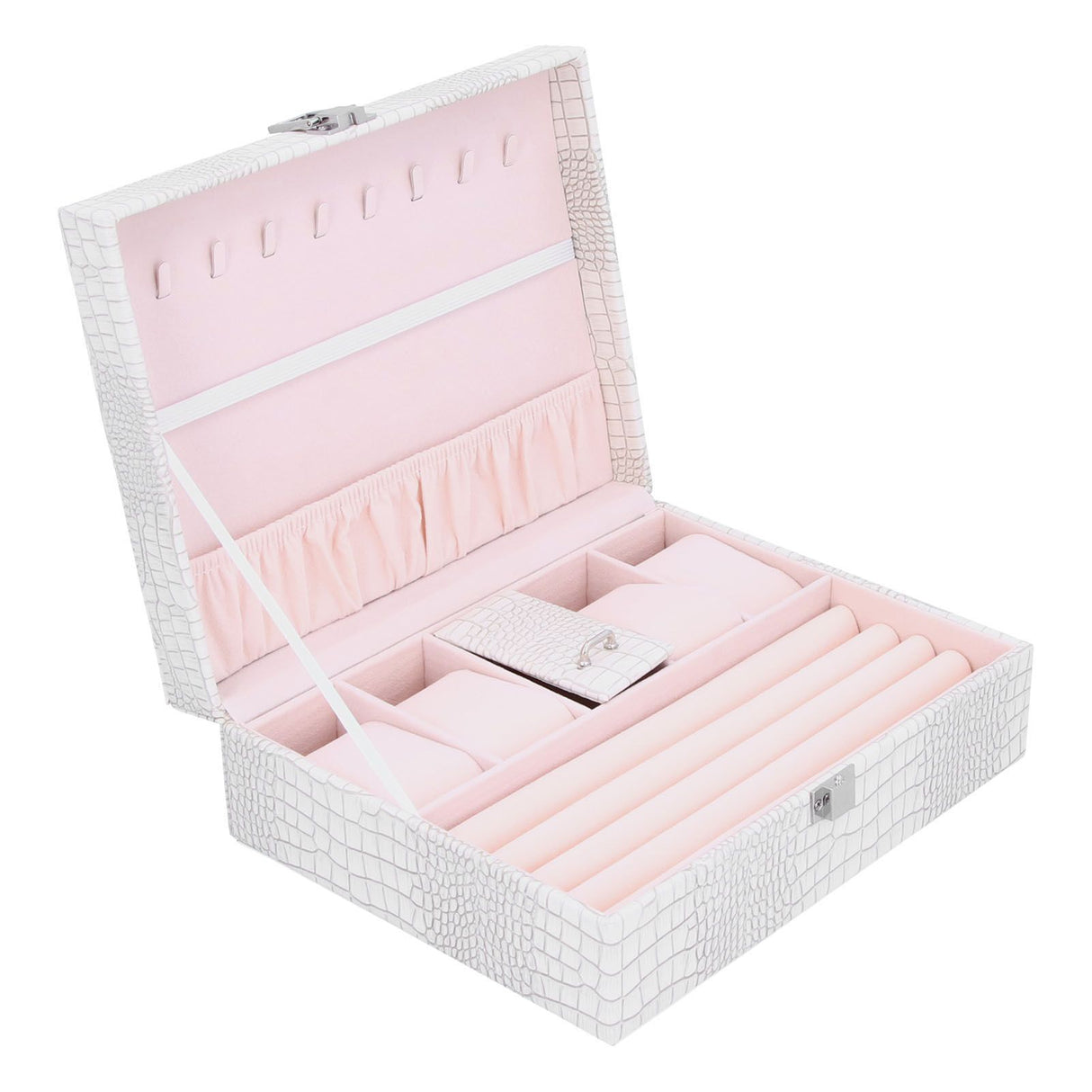 White Artificial Leather Multilayer Jewelry Box Portable Packaging Box for Collecting