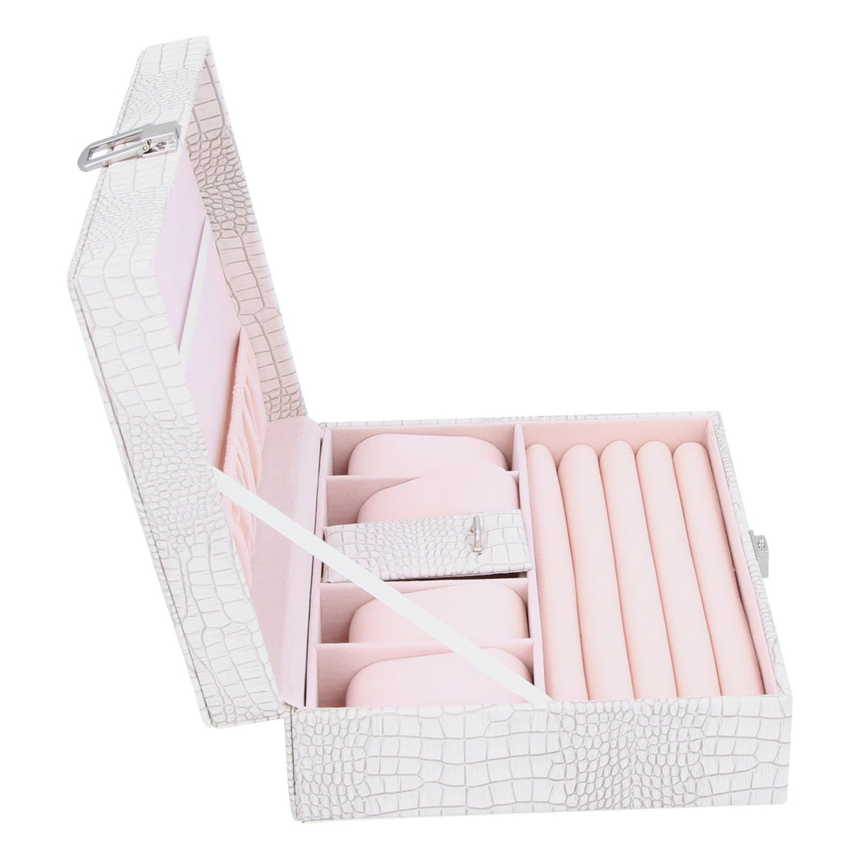 White Artificial Leather Multilayer Jewelry Box Portable Packaging Box for Collecting