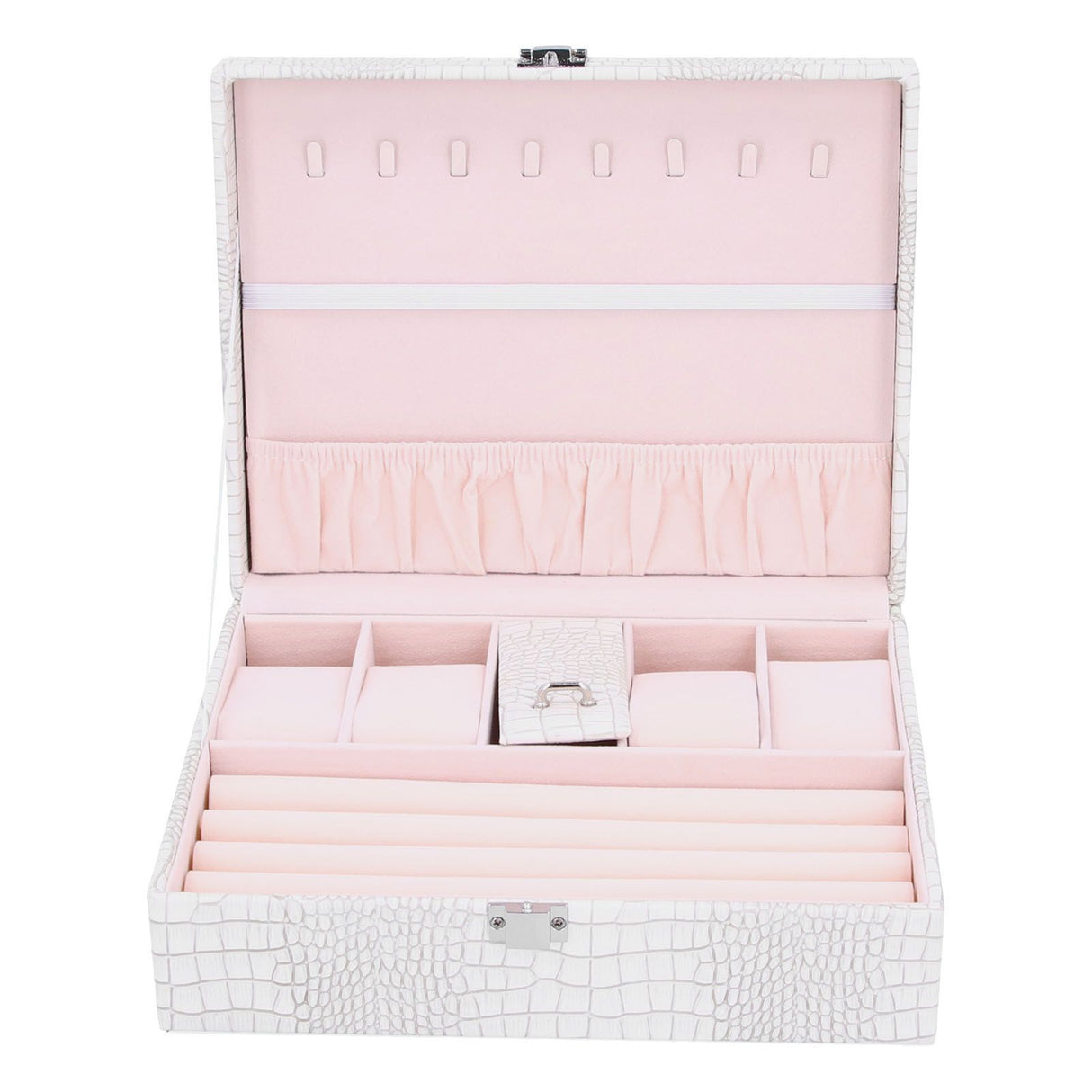 White Artificial Leather Multilayer Jewelry Box Portable Packaging Box for Collecting