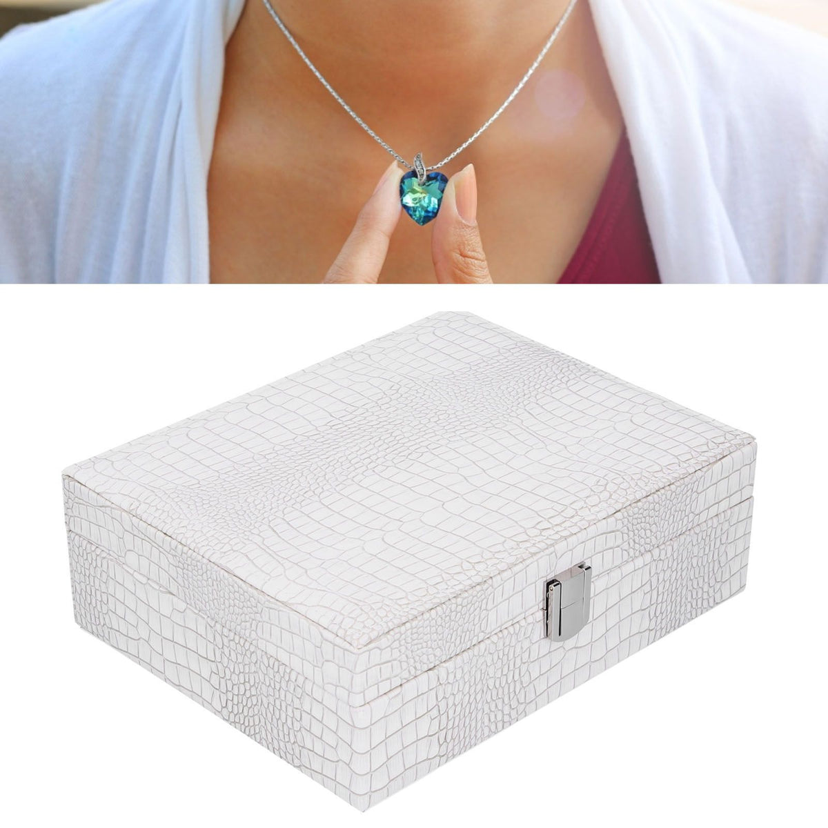 White Artificial Leather Multilayer Jewelry Box Portable Packaging Box for Collecting