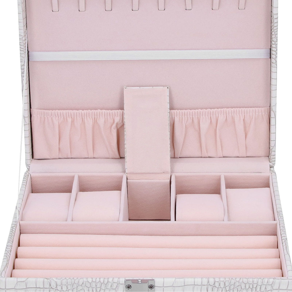 White Artificial Leather Multilayer Jewelry Box Portable Packaging Box for Collecting