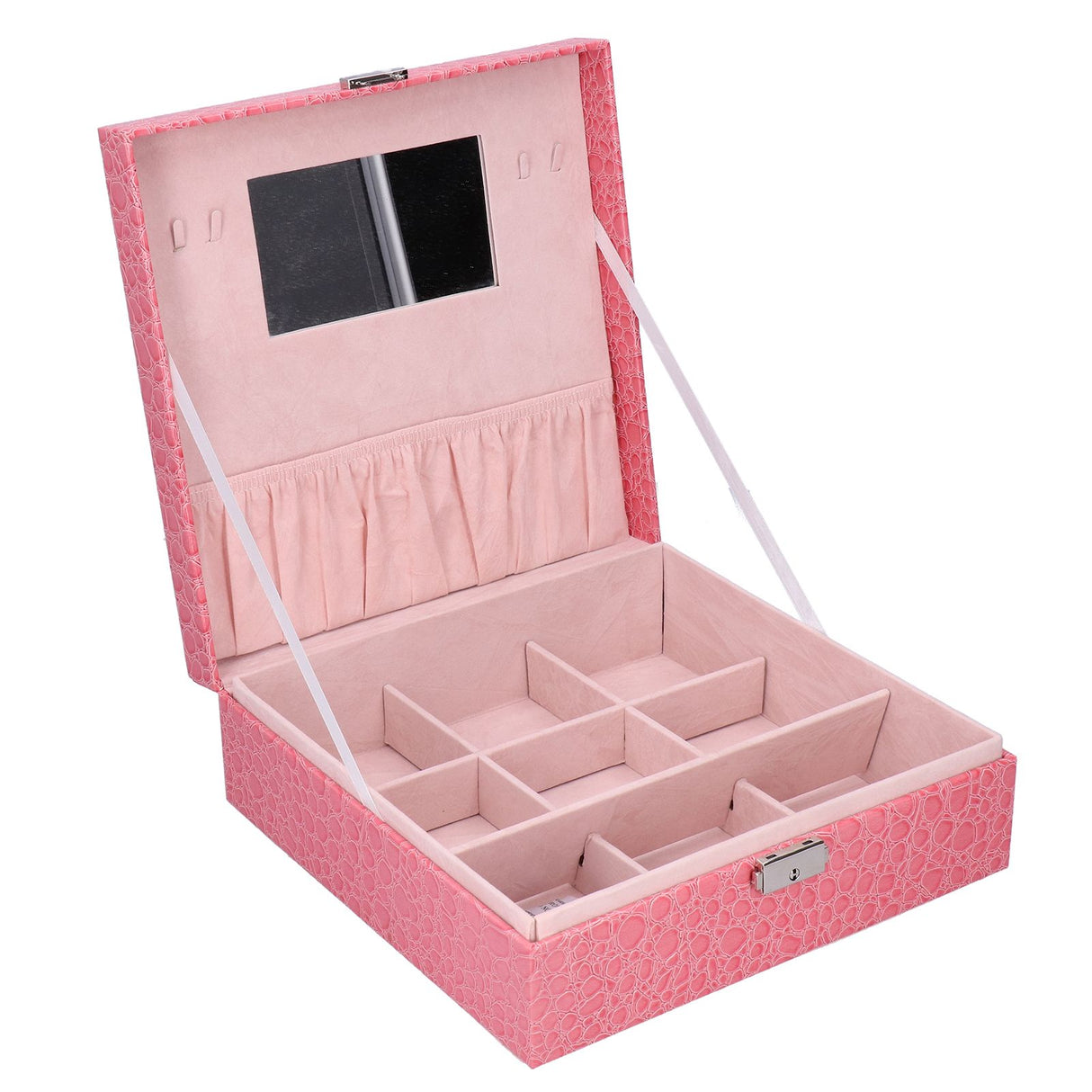 Pink Artificial Leather Jewelry Box Watch Jewelry Packaging Container Holder for Girls
