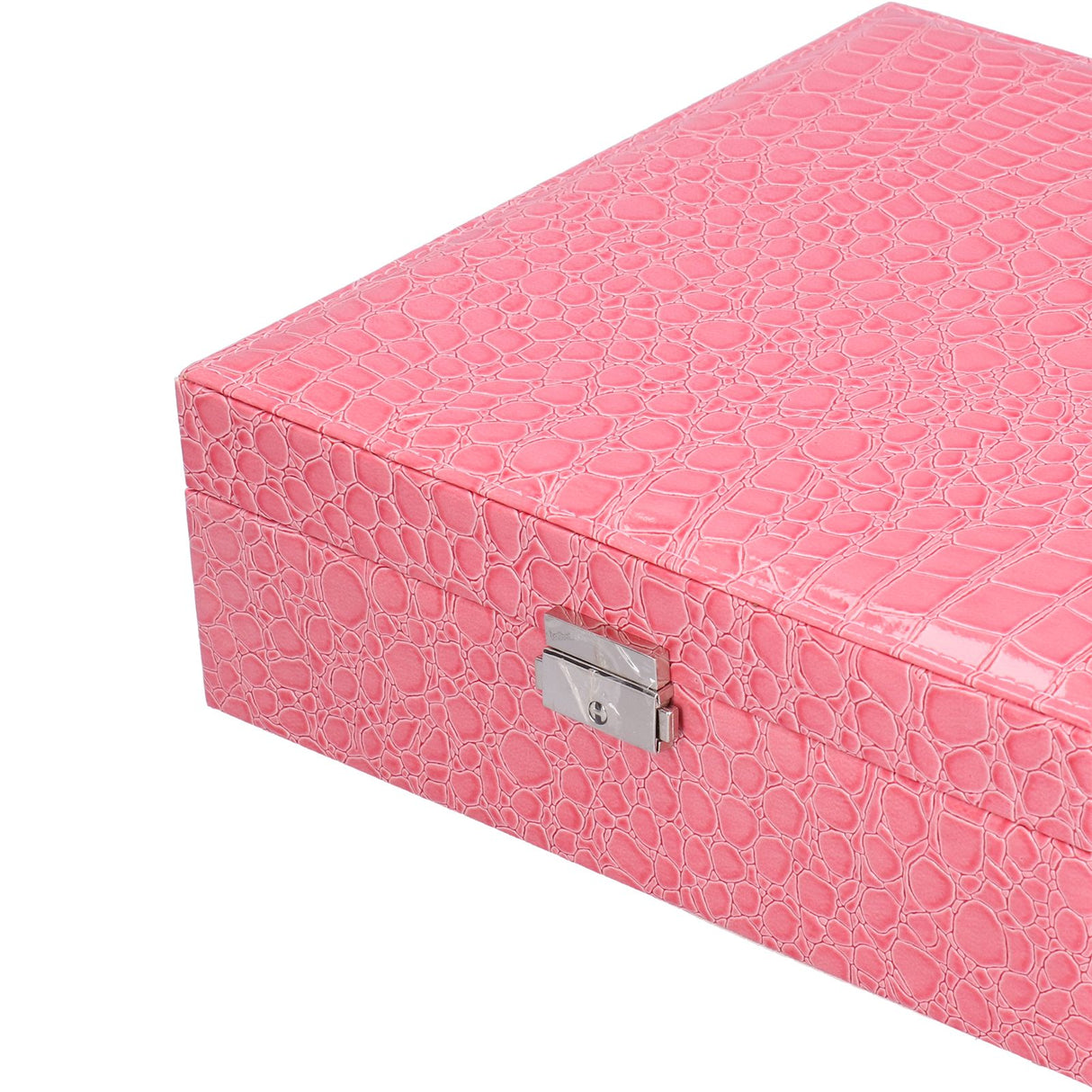 Pink Artificial Leather Jewelry Box Watch Jewelry Packaging Container Holder for Girls