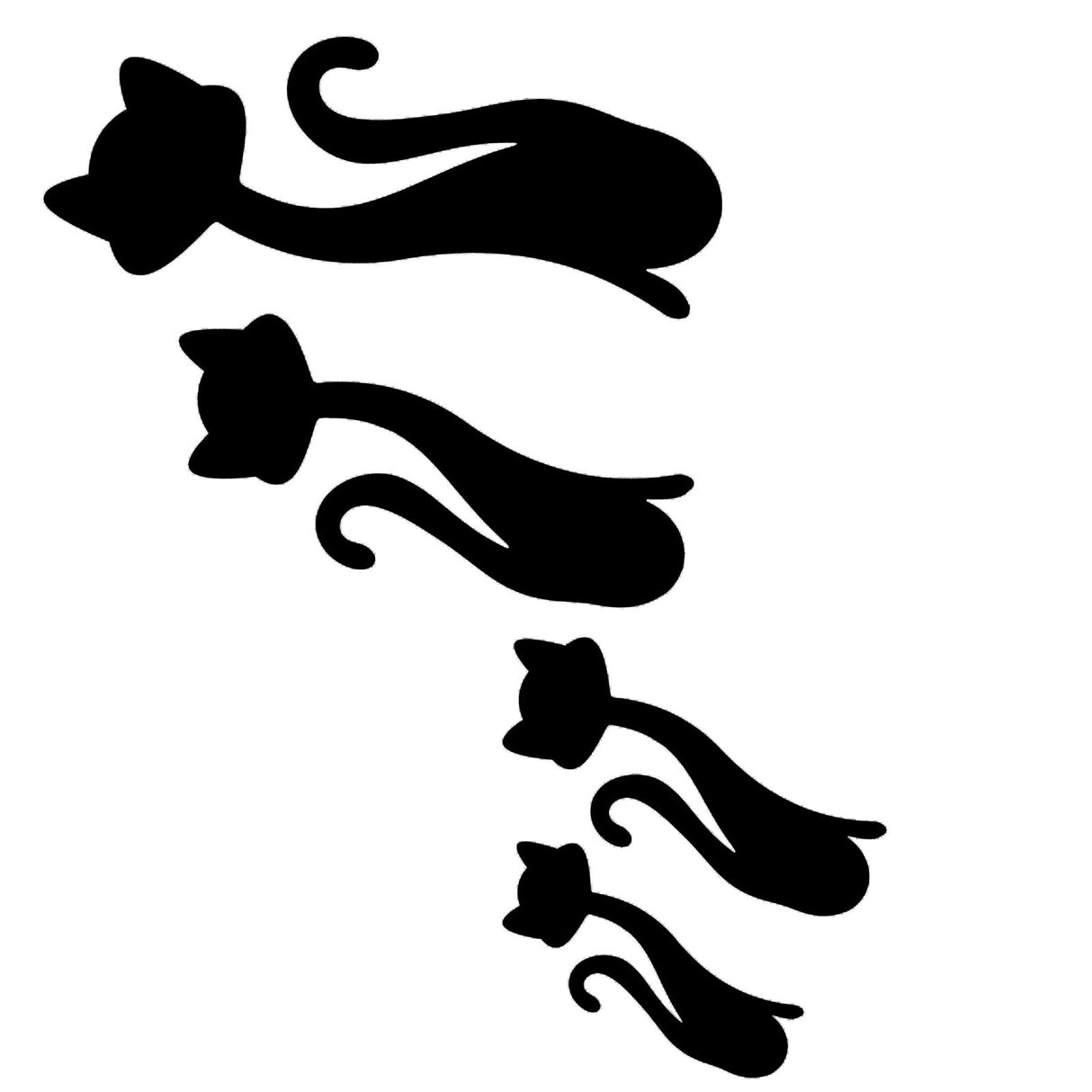 Cat Shape Mirror Wall Stickers Home Living Room Bedroom DIY Wall Art DecorationsBlack