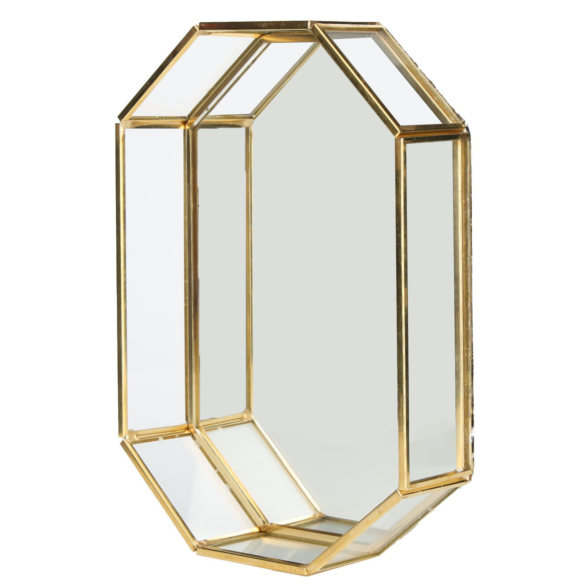 Octagonal Storage Box Mini Gold Geometry Jewelry Necklace Dessert Basket with Flannel 20x14x4cm