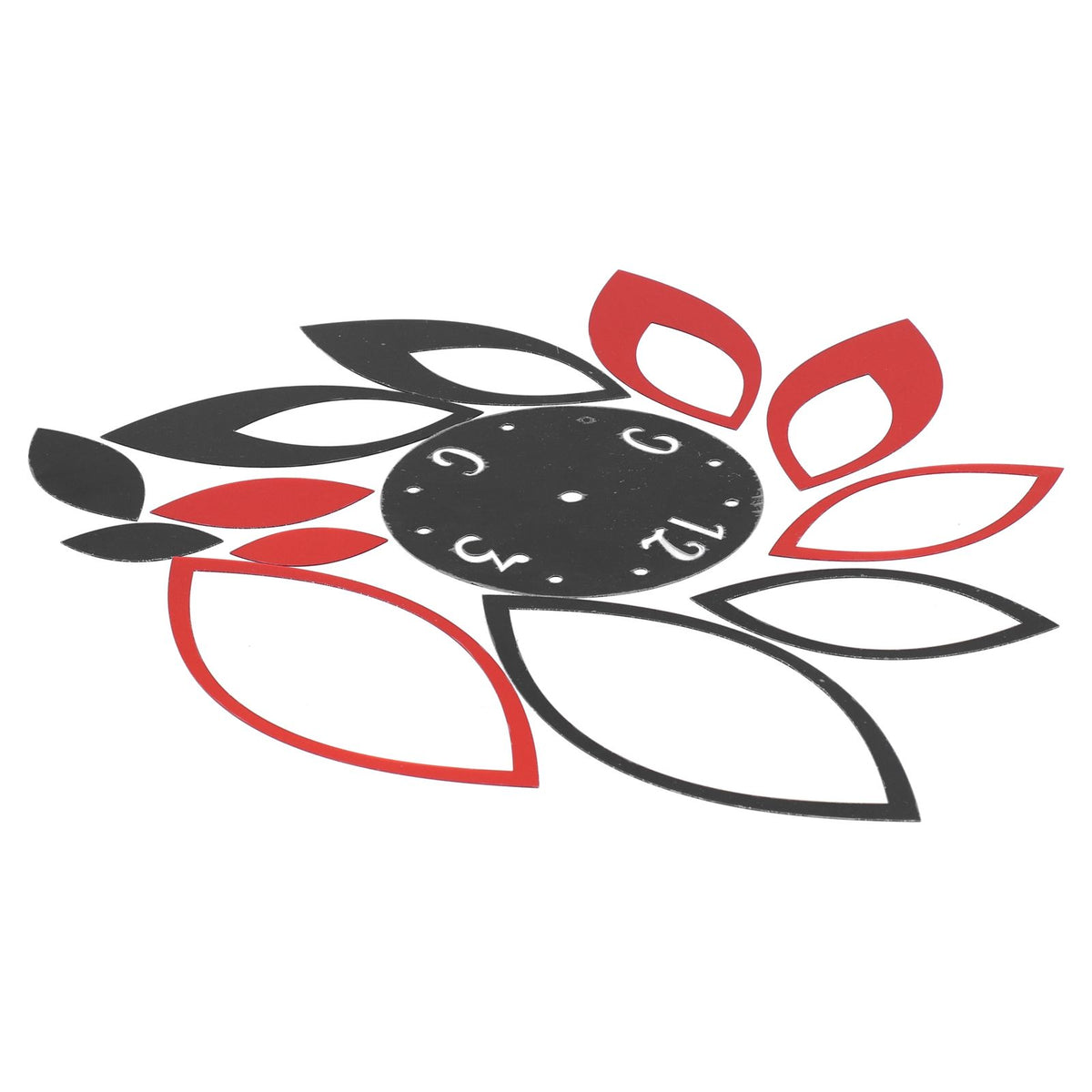 DIY Mirror Wall Clock Stickers Modern Decor for Home Living Room Background Sticker(Noir rouge )