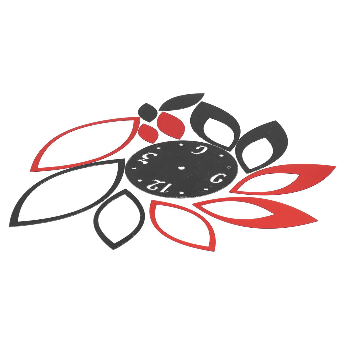 DIY Mirror Wall Clock Stickers Modern Decor for Home Living Room Background Sticker(Noir rouge )
