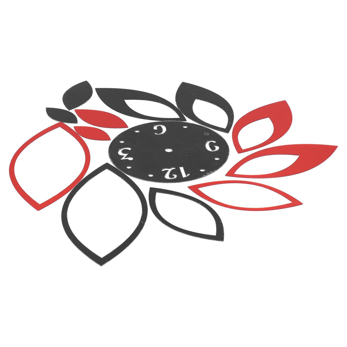DIY Mirror Wall Clock Stickers Modern Decor for Home Living Room Background Sticker(Noir rouge )