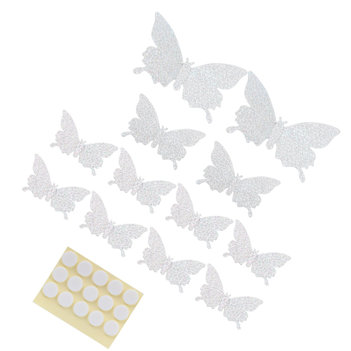 12Pcs/Set 3‑Dimensional Sticker Simulation Flash Wallpaper Living Room Wedding Wall Art for HomeShiny Silver