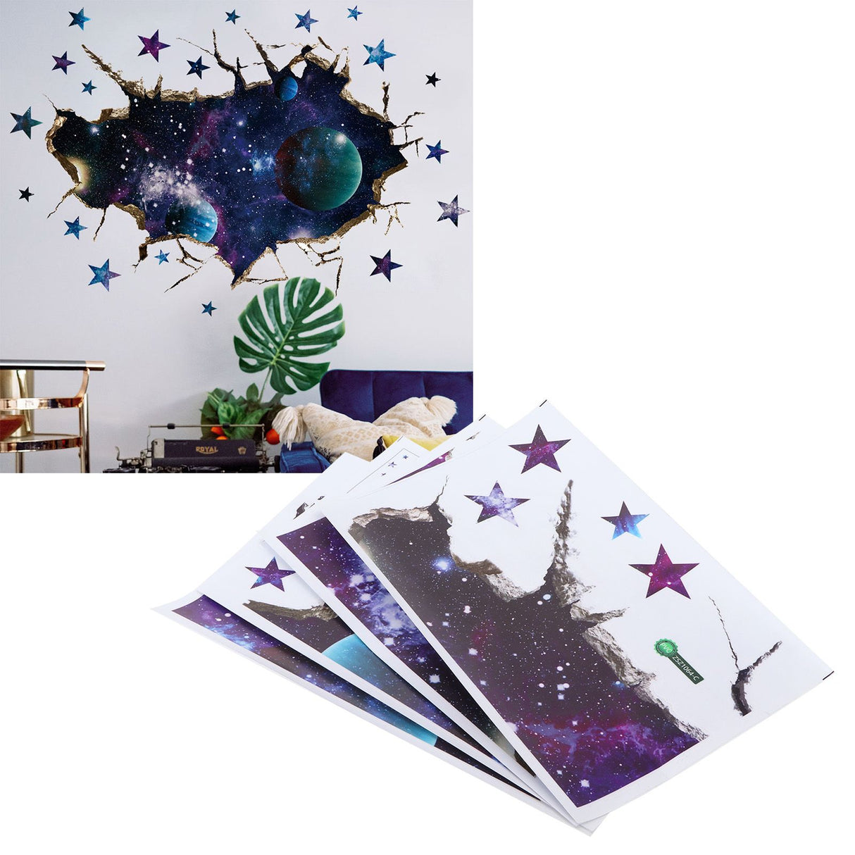 DIY Wall Sticker 3‑Dimensional Star Universe Decals Living Room Bedroom Decoration