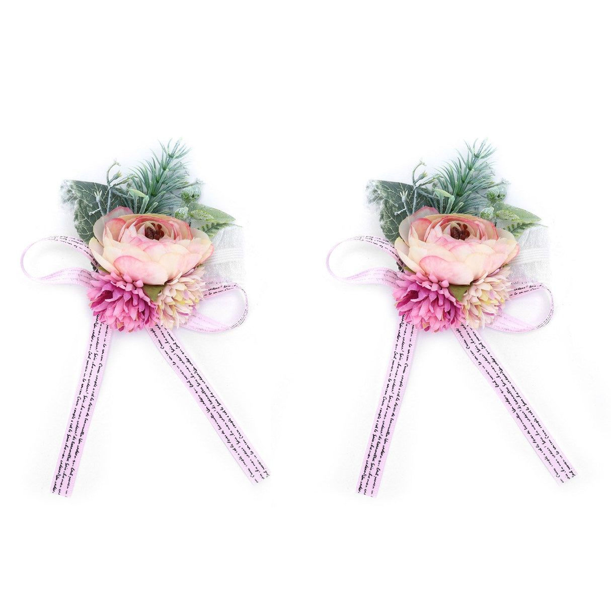 2Pcs Wedding Bridal Corsage Bridesmaid Wrist Flower for Wedding Party AnniversaryPink