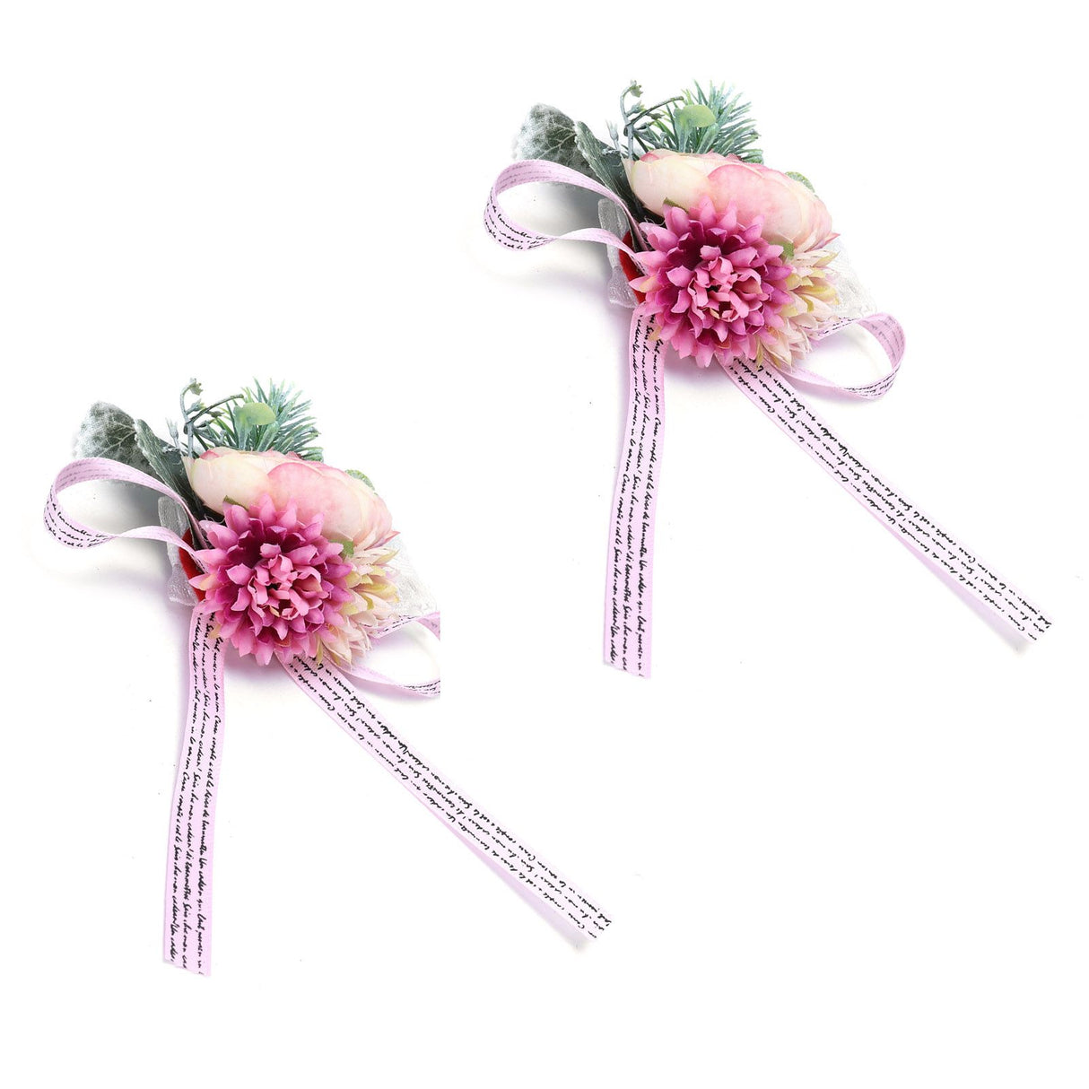 2Pcs Wedding Bridal Corsage Bridesmaid Wrist Flower for Wedding Party AnniversaryPink