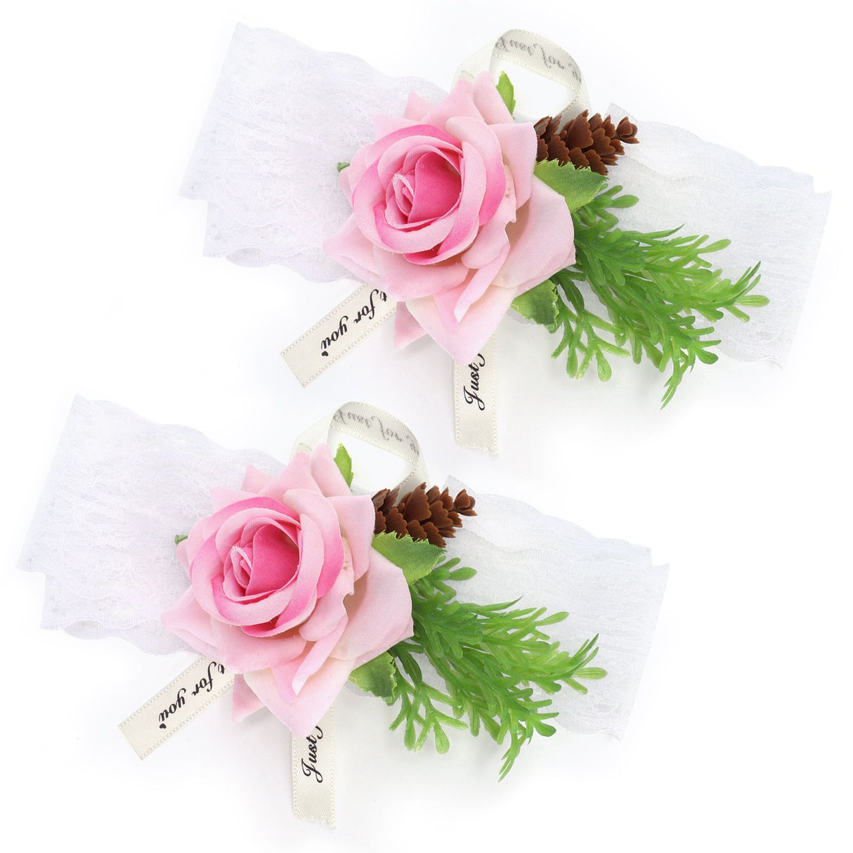 2Pcs Bridesmaid Silk Wrist Flower Bridal Corsage Wedding Ceremony Decoration SupplyPink