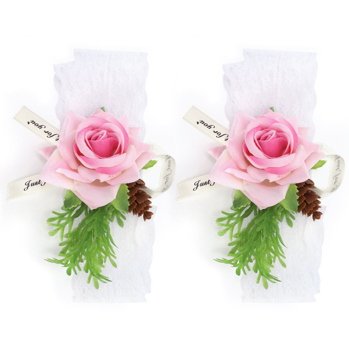 2Pcs Bridesmaid Silk Wrist Flower Bridal Corsage Wedding Ceremony Decoration SupplyPink