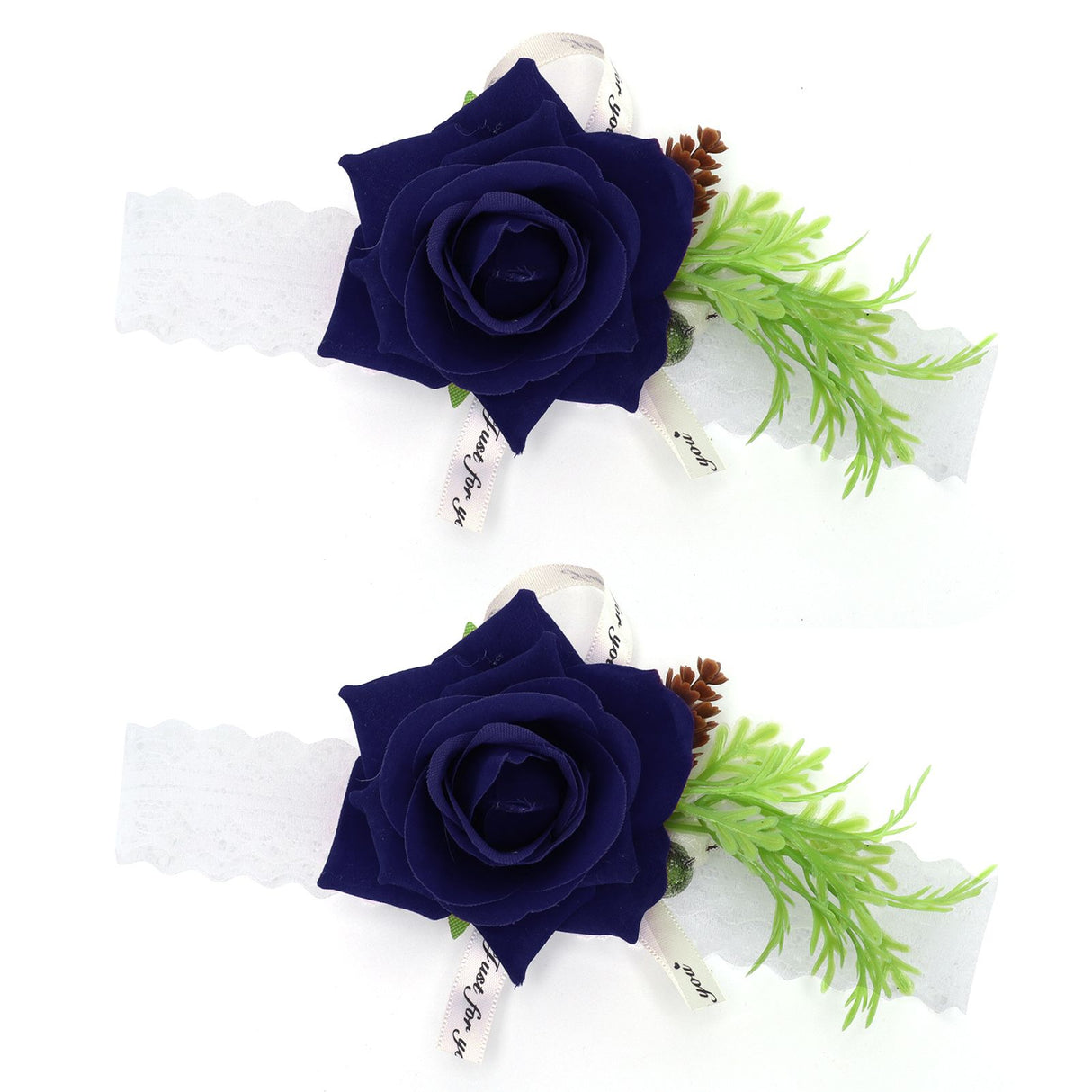 2Pcs Bridesmaid Silk Wrist Flower Bridal Corsage Wedding Ceremony Decoration SupplySapphire Blue