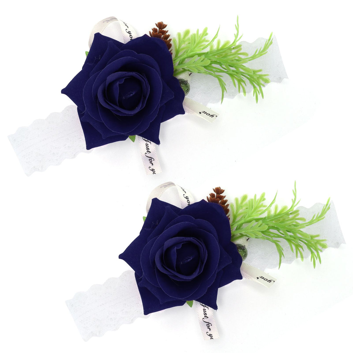 2Pcs Bridesmaid Silk Wrist Flower Bridal Corsage Wedding Ceremony Decoration SupplySapphire Blue