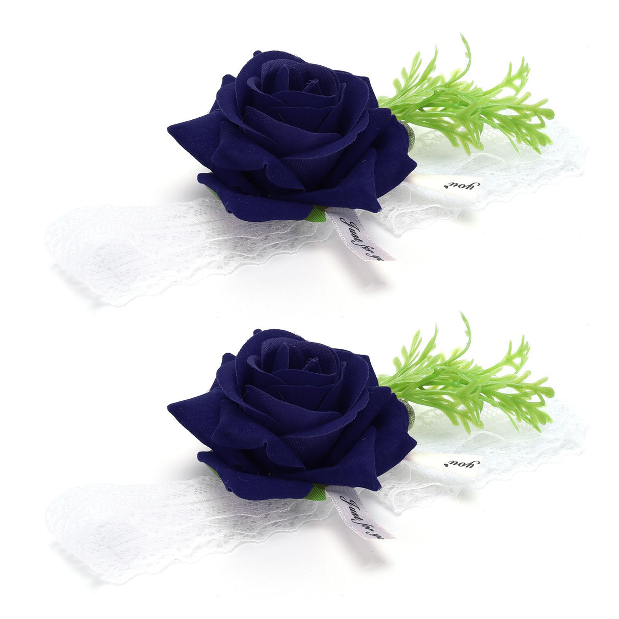 2Pcs Bridesmaid Silk Wrist Flower Bridal Corsage Wedding Ceremony Decoration SupplySapphire Blue