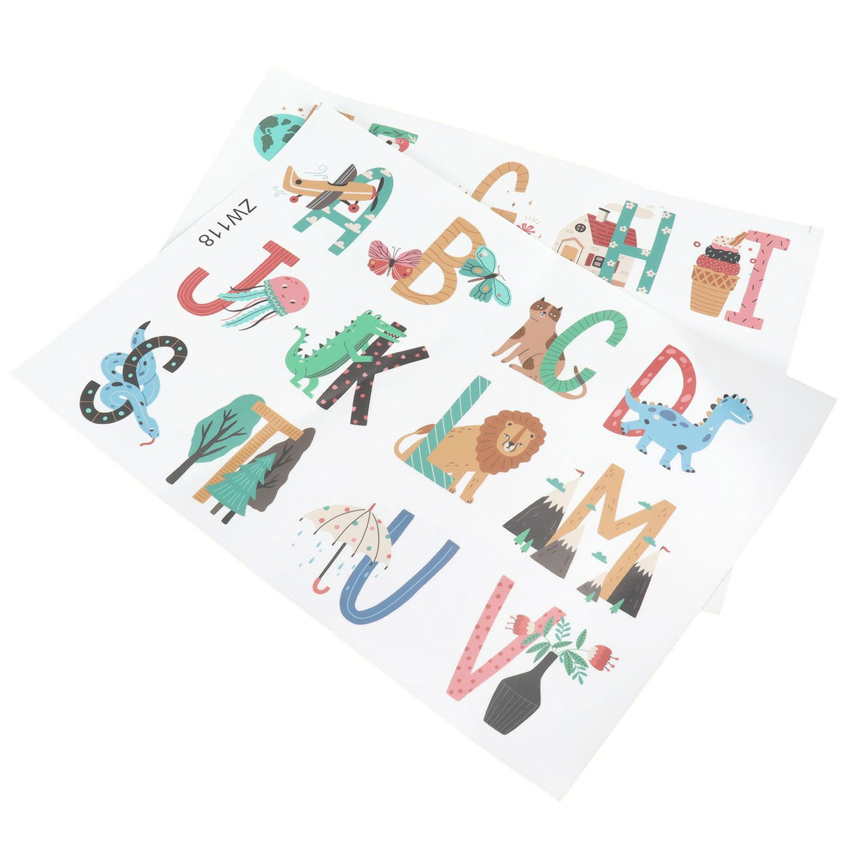 Animals Plants English Letters Pattern Wall Sticker Wall Decals for Kids Room Decor