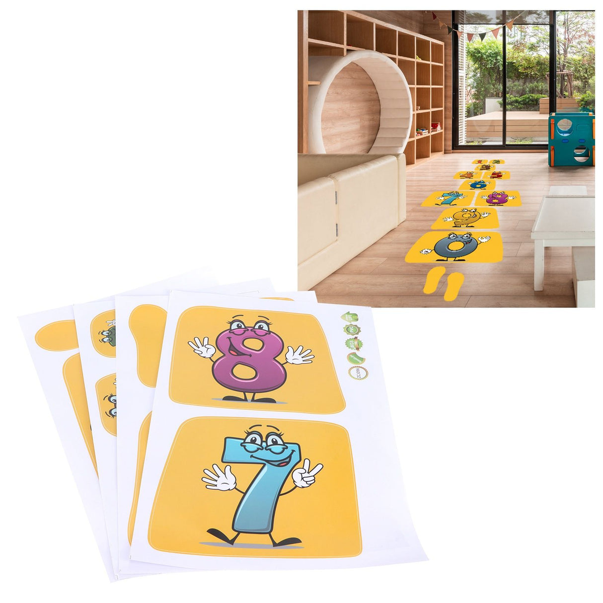 Innovative Stickers Number Jumping Grid Ground Decals for Home Nursery Kindergarten