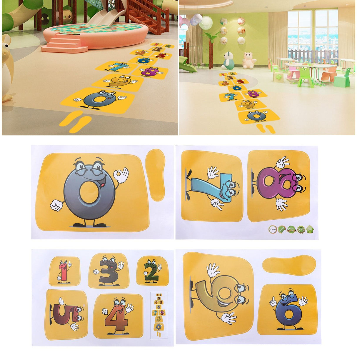 Innovative Stickers Number Jumping Grid Ground Decals for Home Nursery Kindergarten