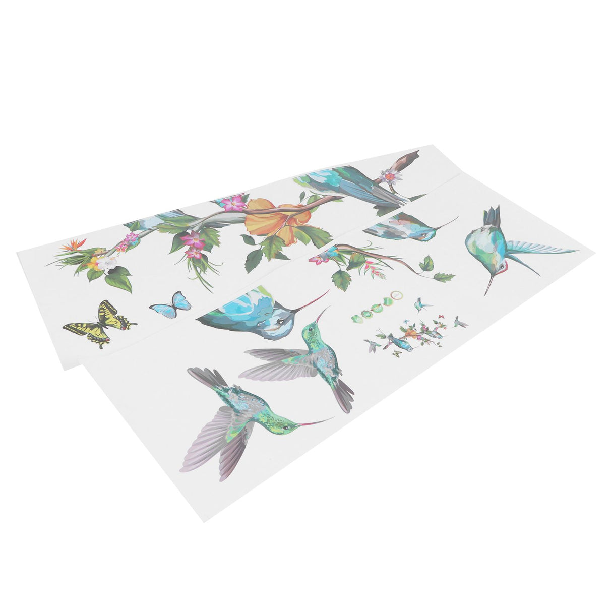Colorful Butterflies Birds Tree Branch Pattern Wall Sticker Self Adhesive Wallpaper Room Decor