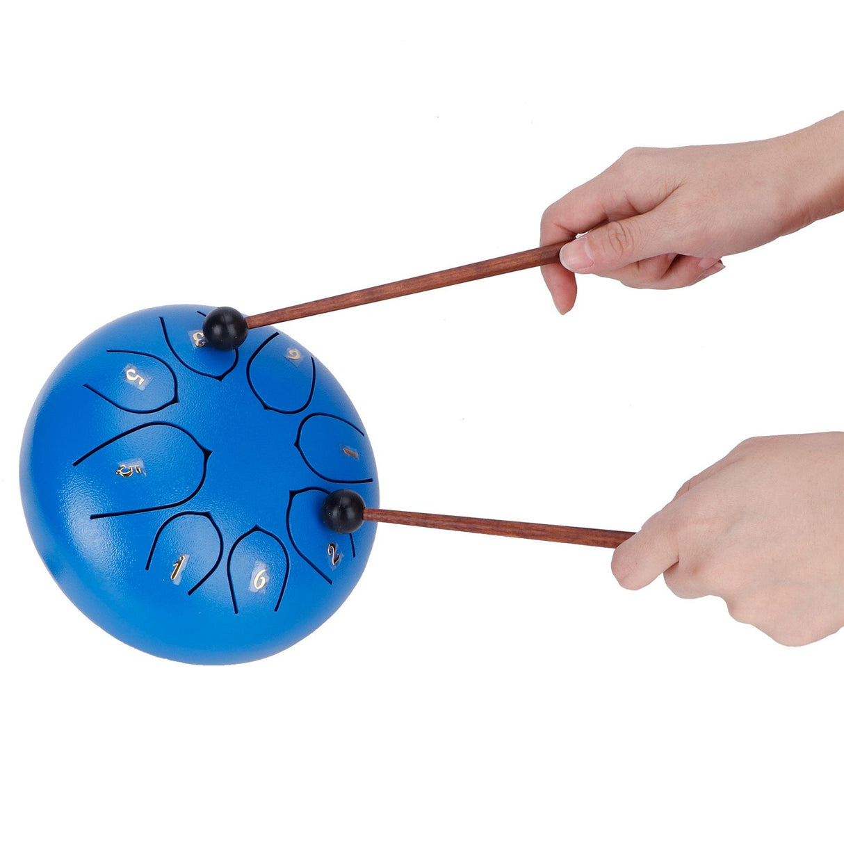 6in Tongue Drum 8‑Tones Ethereal Hand Pan Drums with Drumstick Percussion InstrumentBlue