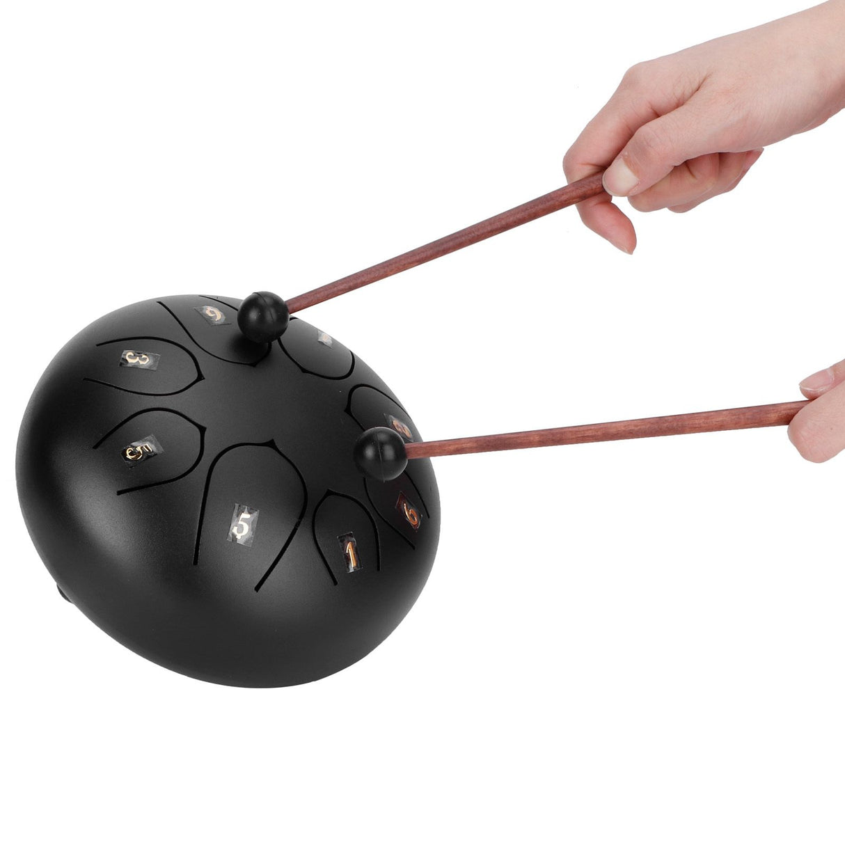 6in Tongue Drum 8‑Tones Ethereal Hand Pan Drums with Drumstick Percussion InstrumentBlack