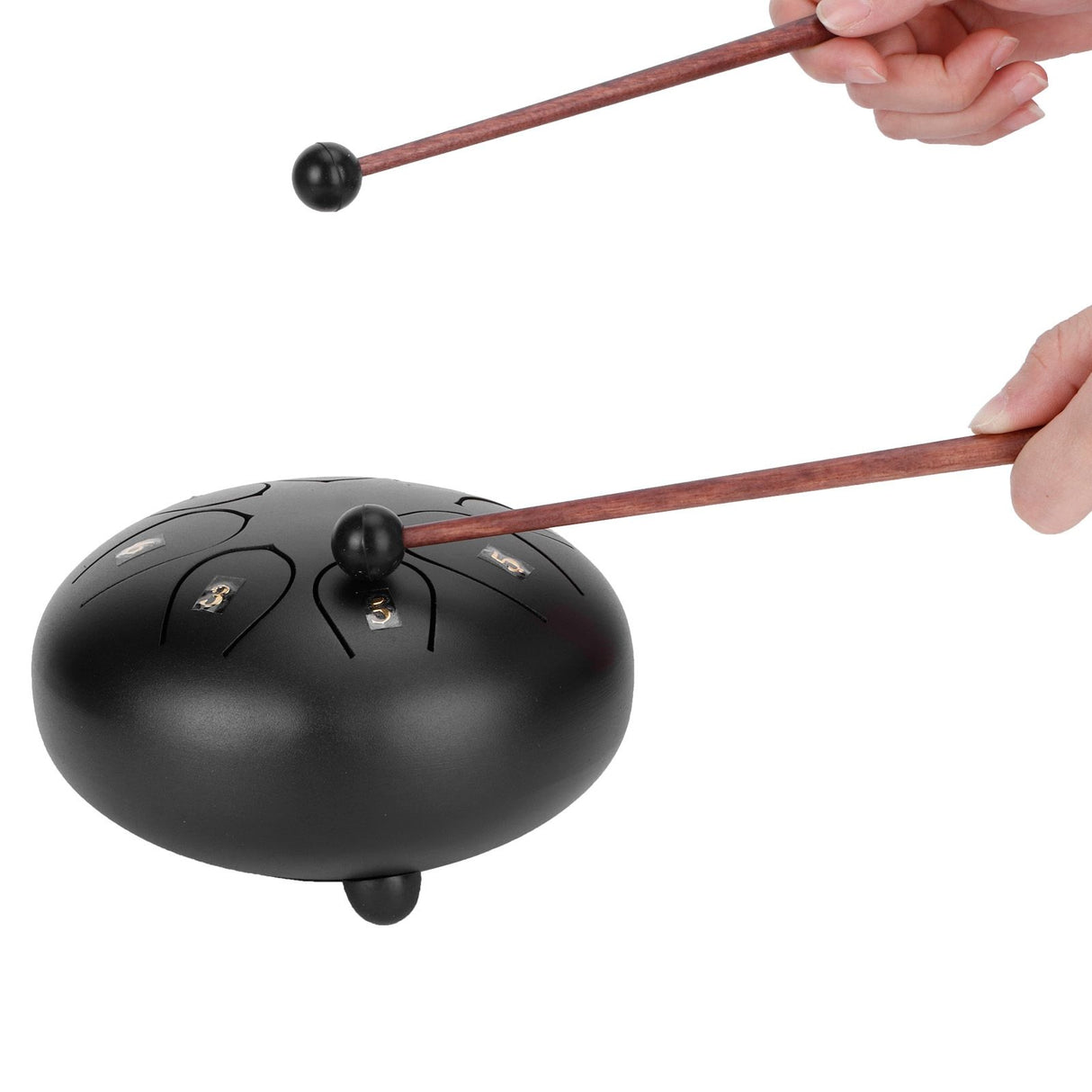 6in Tongue Drum 8‑Tones Ethereal Hand Pan Drums with Drumstick Percussion InstrumentBlack