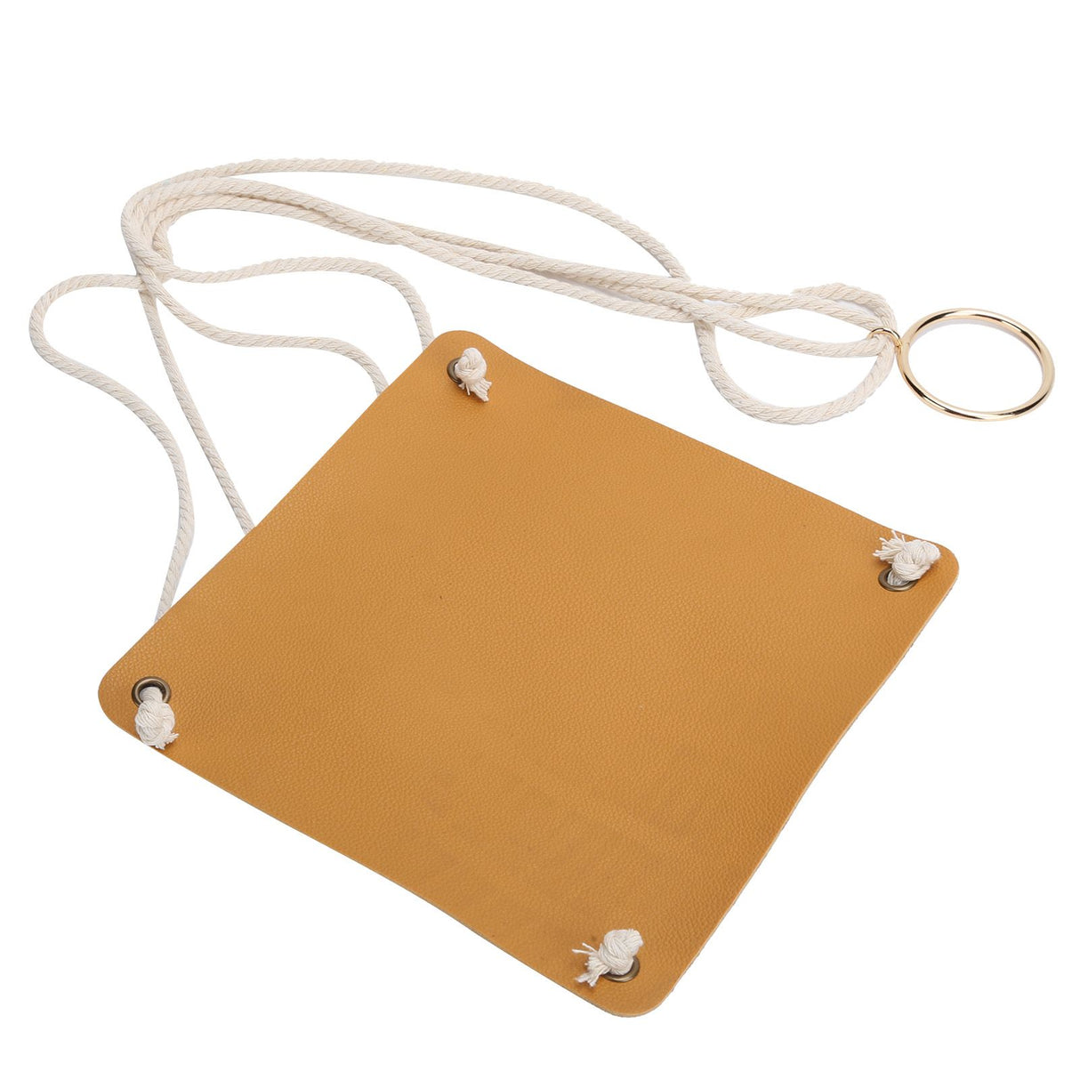 Hanging Planter Holder PU Leather Base Cotton Rope Net Flowerpot Hanging Basket for GardeningYellow 10cm