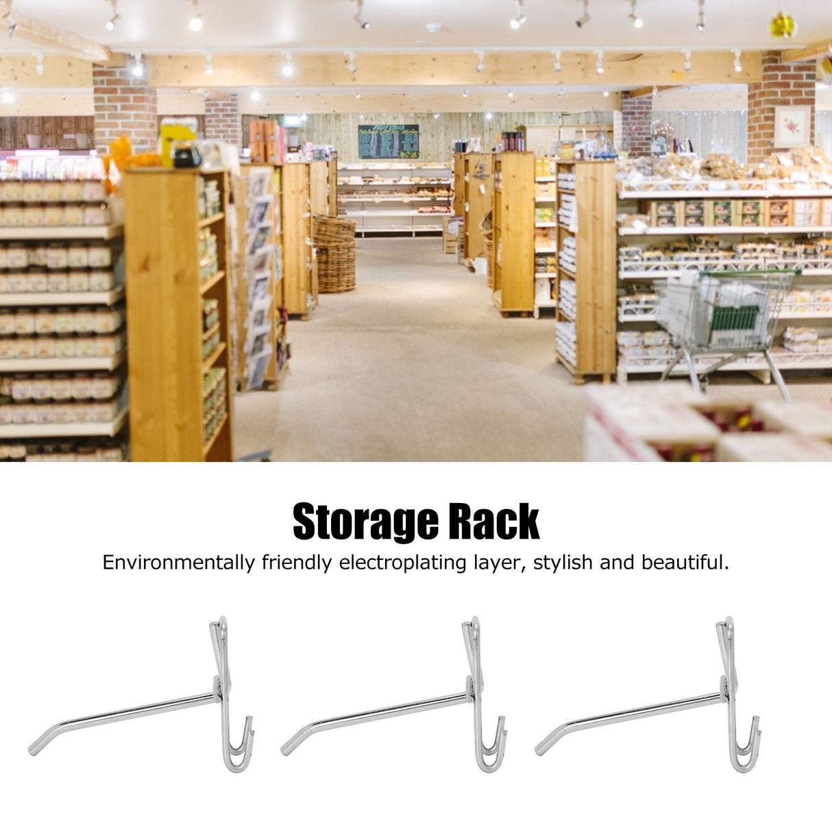 30pcs Supermarket Hook Iron Grid Shelf Hook Jewelry Display Shelf Hook 3.5mm Thickness10cm / 3.9in Long