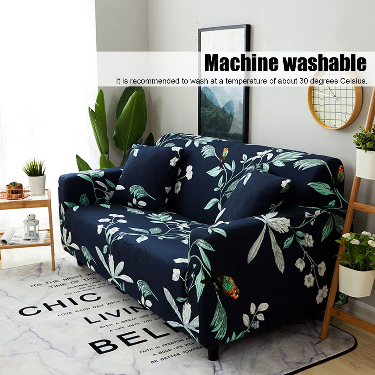 Elastic Sofa Cover Soft Polyester Fiber Slipcover Protector Furniture Accessories2 Seater