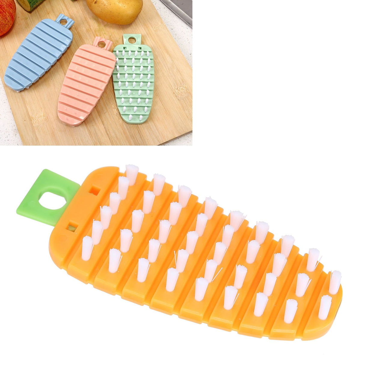 Carrot Shape Vegetable Brush Potato Scrubbing Brush Fruit Cleaner Kitchen ScrubberOrange
