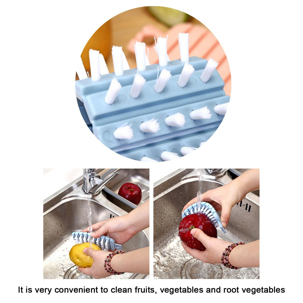 Carrot Shape Vegetable Brush Potato Scrubbing Brush Fruit Cleaner Kitchen ScrubberBlue