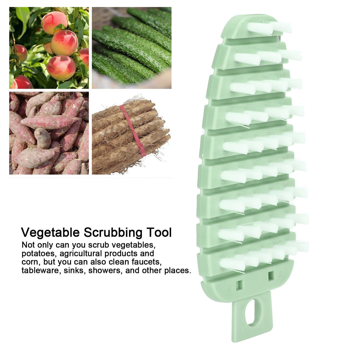 Carrot Shape Vegetable Brush Potato Scrubbing Brush Fruit Cleaner Kitchen ScrubberGreen