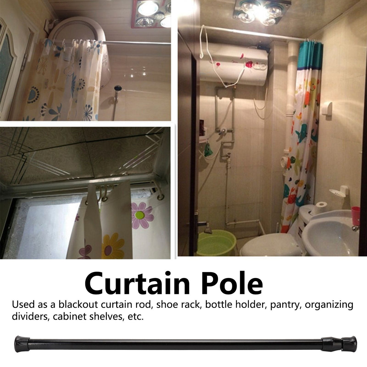 Window Curtain Rail Telescopic Spring Tension Rod for Kitchen Bathroom Wardrobe Utensils40‑70cm