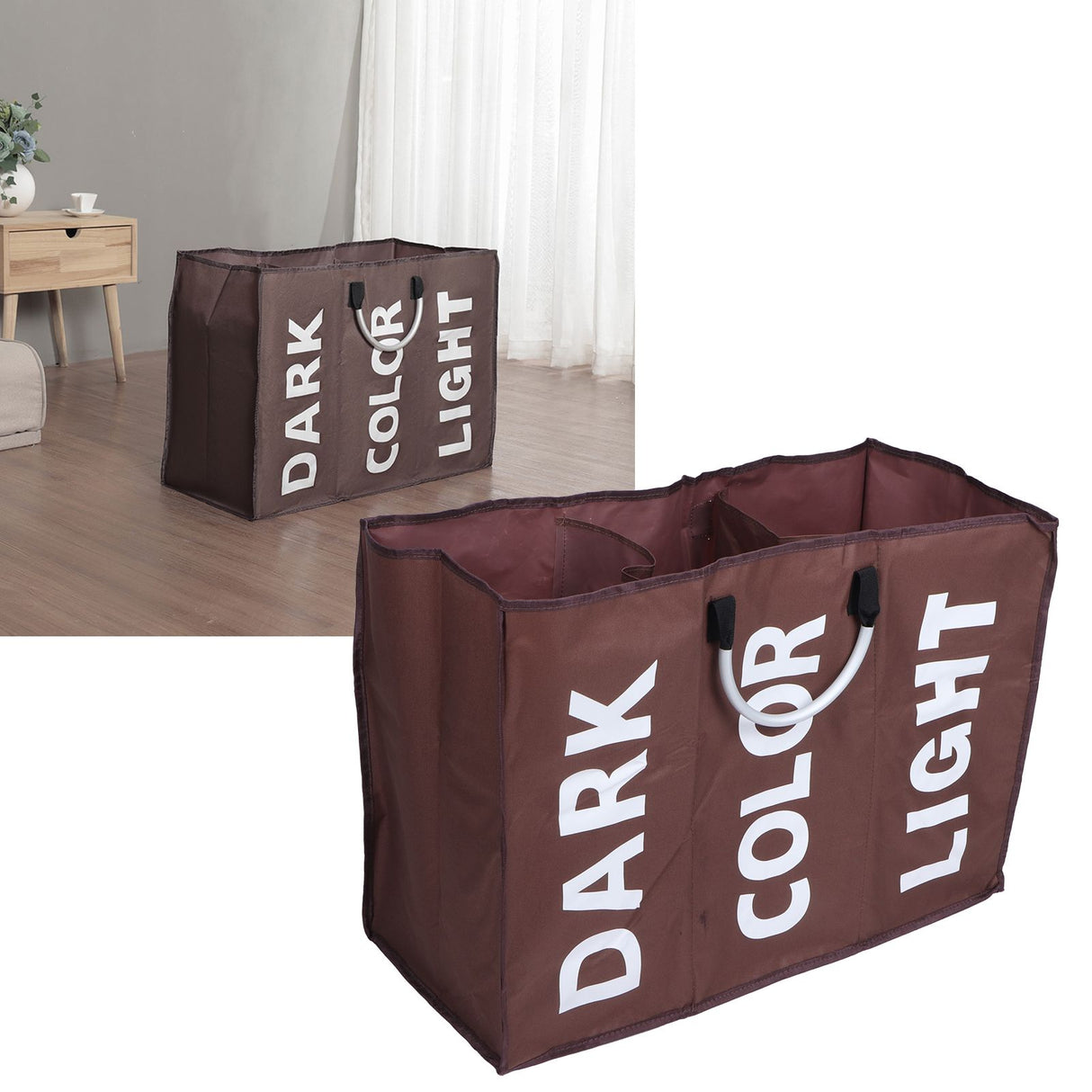 Laundry Basket Household Foldable Waterproof Clothes Storage Bag Organizer Coffee