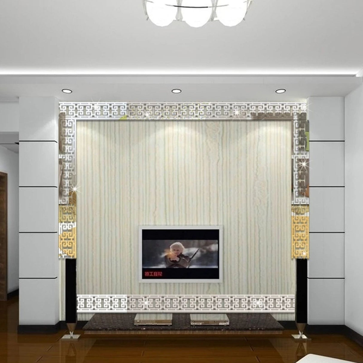 10Pcs 5x5CM DIY Waist Line Mirror Sticker Modern Acrylic Wall Stickers for Living RoomSilver