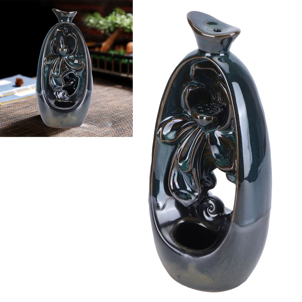 Incense Burner Ceramic Backflow Incense Holder for Teahouse Home Office Decoration