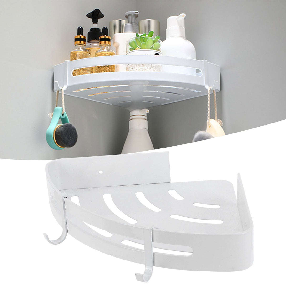 White Toilet Triangular Basket Hotel Bathroom Single Layer Aluminum Shelf for Bathroom