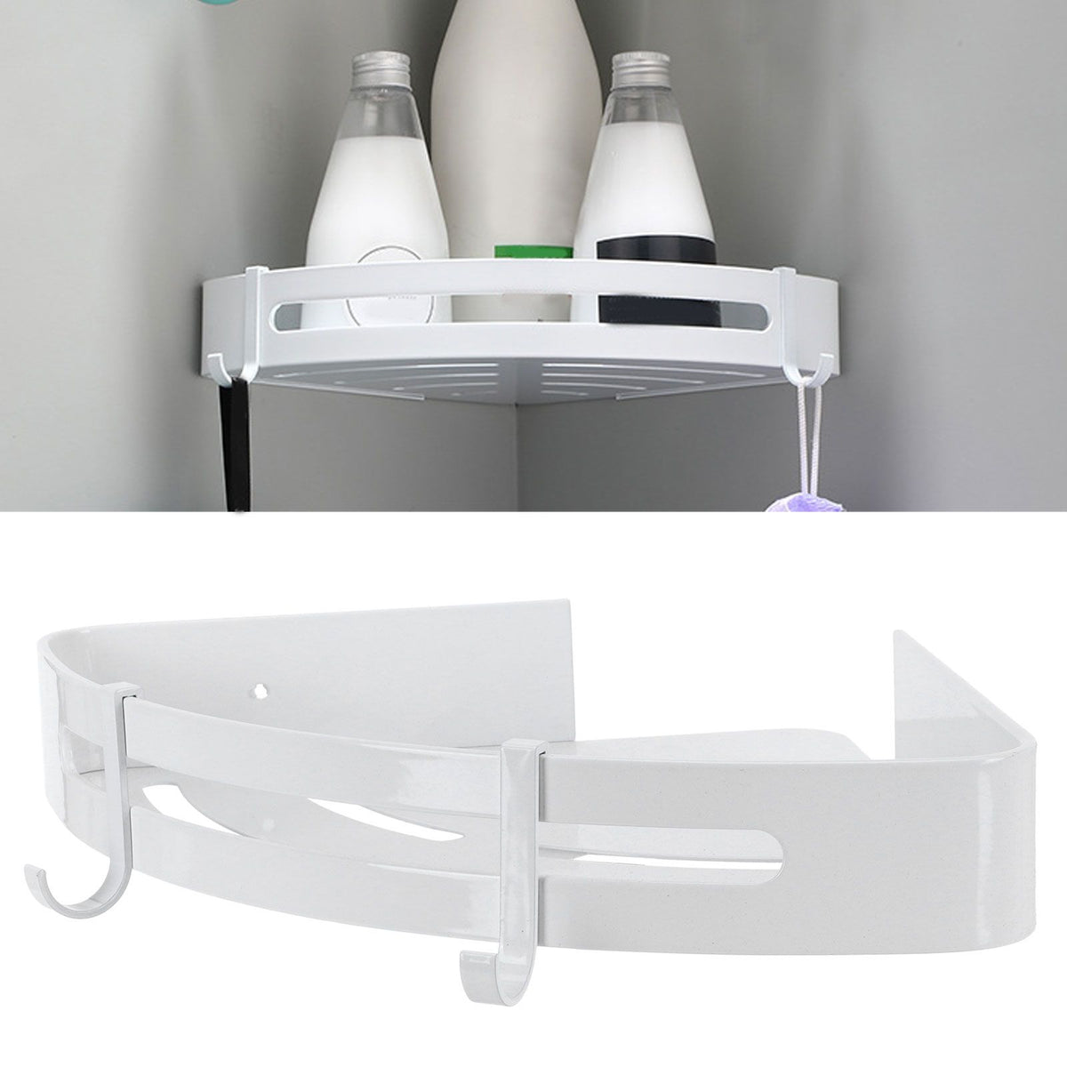 White Toilet Triangular Basket Hotel Bathroom Single Layer Aluminum Shelf for Bathroom
