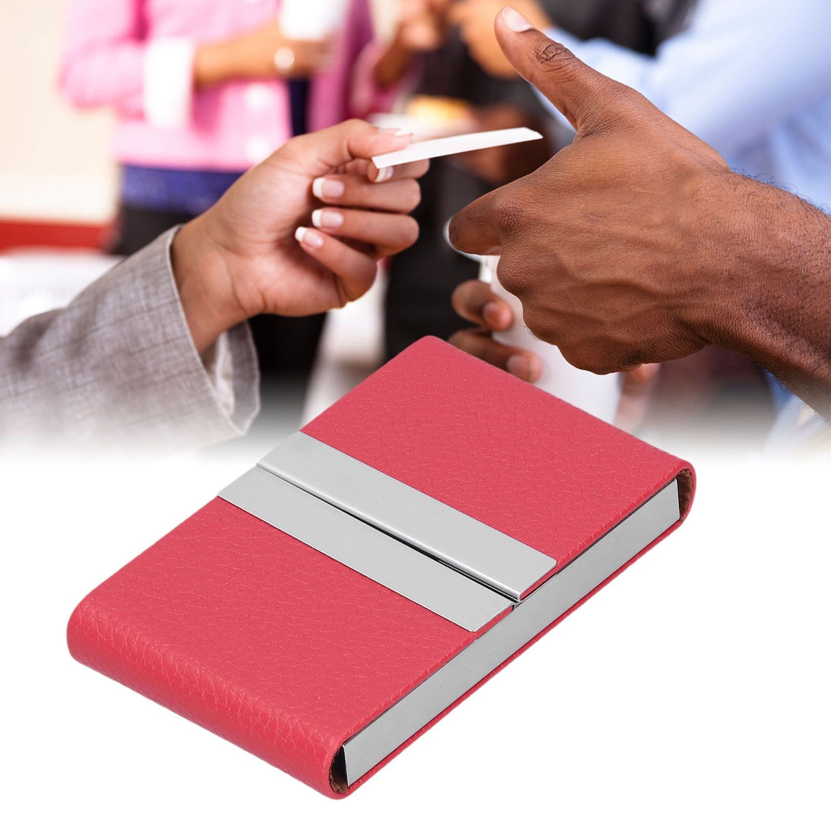 Large Capacity Business Card Holder Pocket Name Card Box Case for Men Double OpenRed 400#