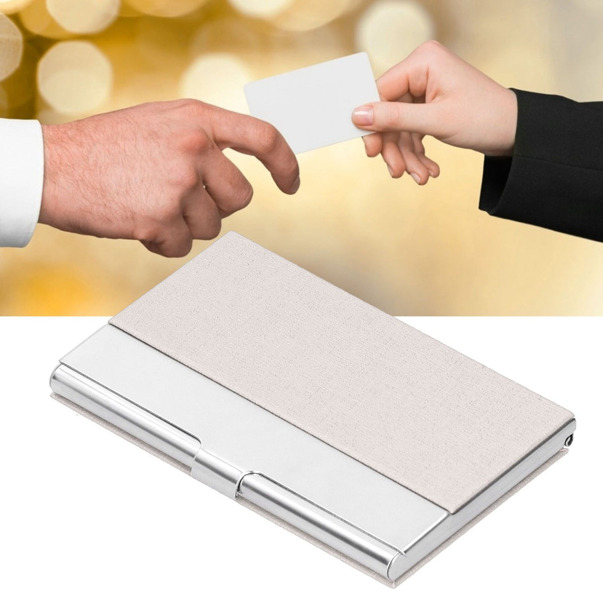 Business Card Holder Stainless Steel Name Card Case for Traveling and Business SuppliesWhite 701#