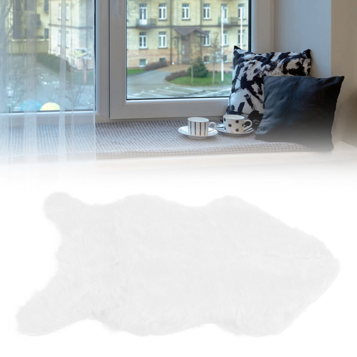 Faux Sheepskin Fur Rug Soft Carpet Area Rug for Bedroom Sofa Floor Living Room DecorWhite