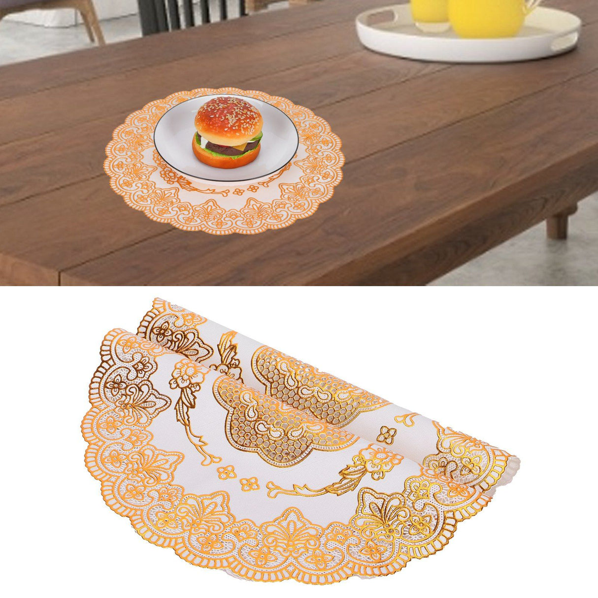 2PCS 30cmx30cm Table Mats Gold Dining Table Placemats for Wedding Party SuppliesStyle 01