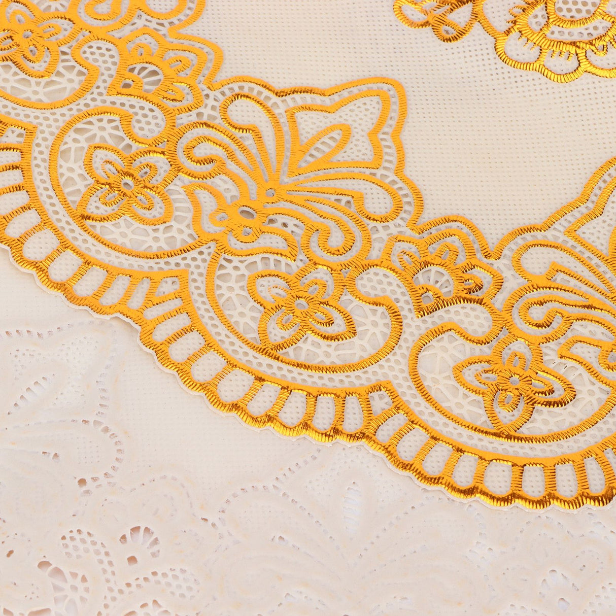 2Pcs PVC Table Mat Gold Placemats Cup Coaster Pad Kitchen Restaurant Wedding DecorationOval 01