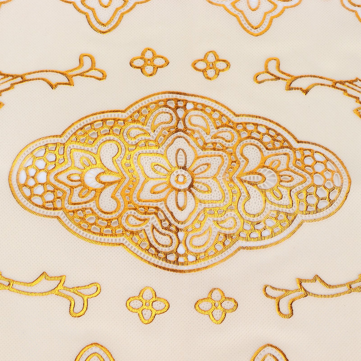 2Pcs PVC Table Mat Gold Placemats Cup Coaster Pad Kitchen Restaurant Wedding DecorationOval 01
